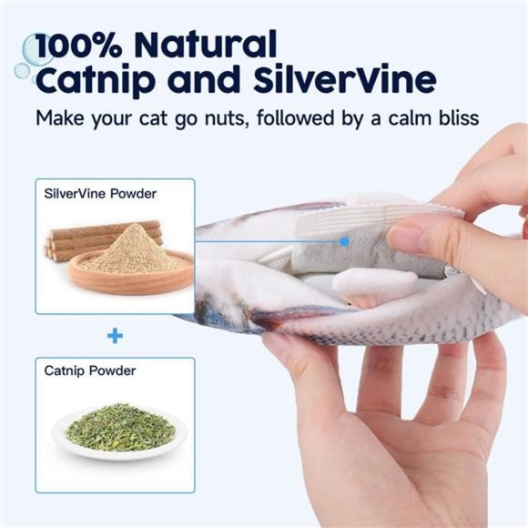 Cat Toys Flopping Fish with SilverVine and Catnip, Moving Cat Kicker,Floppy Fish - Picture 4 of 6
